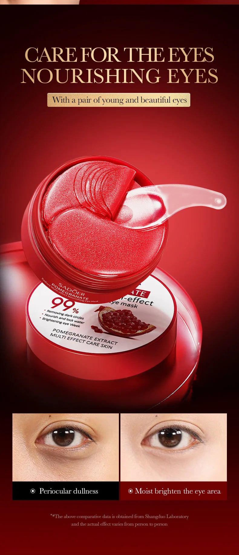 SADOER Red Pomegranate Eye Mask for Dark Circles Removal - Smarsty