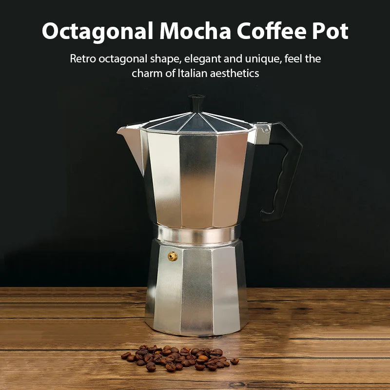 Aluminum Coffee Kettle Latte Percolator Home Italian Octagonal Moka Coffee Pot Office Travel Outdoor Camping Espresso Tea Pot