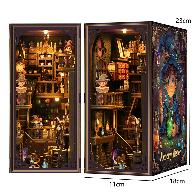 DIY Book Nook Kit 3D Miniature Wooden Doll House Photo Frame Ornament Bookshelf Insert Retro Booknook Decor For Birthday Gifts by Smarsty