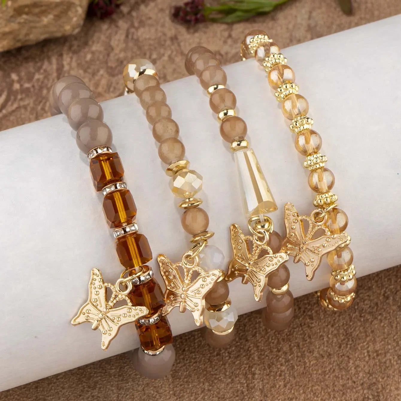 Trendy Butterfly Beaded Bracelet Set for Women - Smarsty