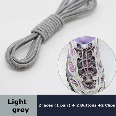 1 Pair round Elastic Shoelaces No-Tie Stretching Locking Lazy Laces for Various Shoe Accessories Suitable for All Sizes - Smarsty