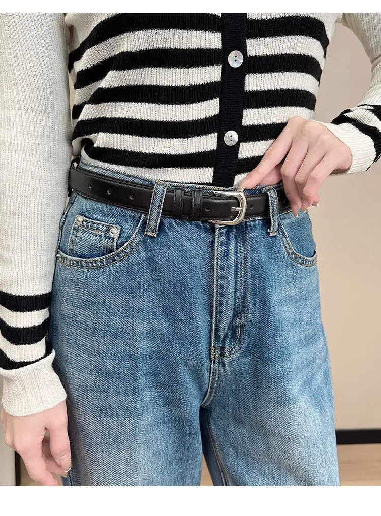 Women PU Leather Thin Belt Soft Comfortable Casual Waistband - Smarsty