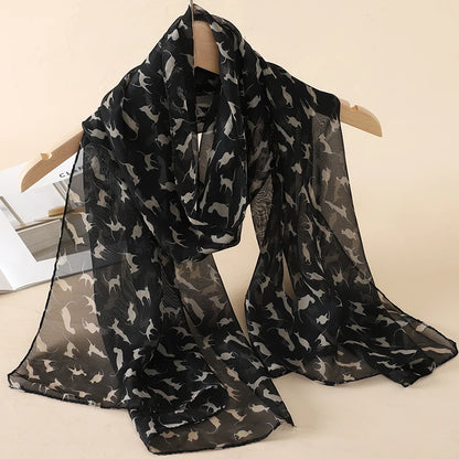 Women Print Chiffon Scarf Lightweight Sunscreen Shawl Wrap - Smarsty