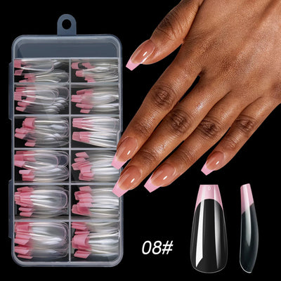 120 Piece Acrylic French False Nails Full Cover Set - Smarsty