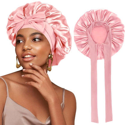 Adjustable Satin Sleeping Hat Elastic Tie For Hair Care - Smarsty