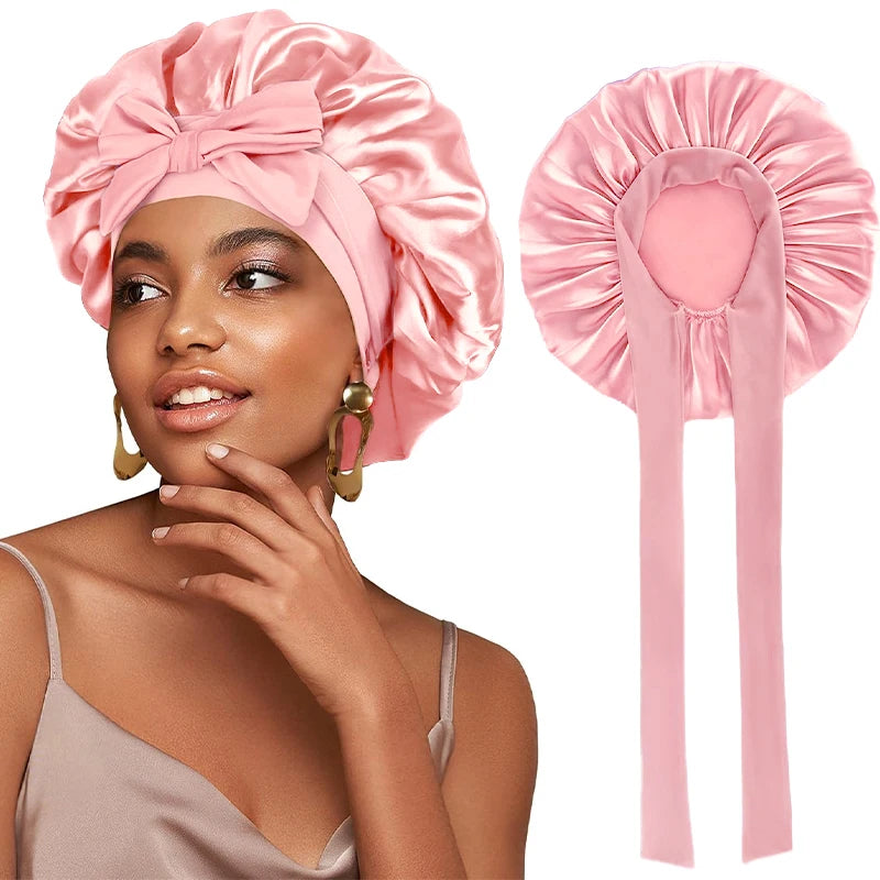 Adjustable Satin Sleeping Hat Elastic Tie For Hair Care - Smarsty