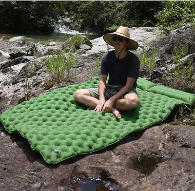 Outdoor Camping Double Inflatable Mattress Extra Wide Sleeping Pad Ultralight Folding Bed Sleeping Mat Car Travel Mat by Smarsty