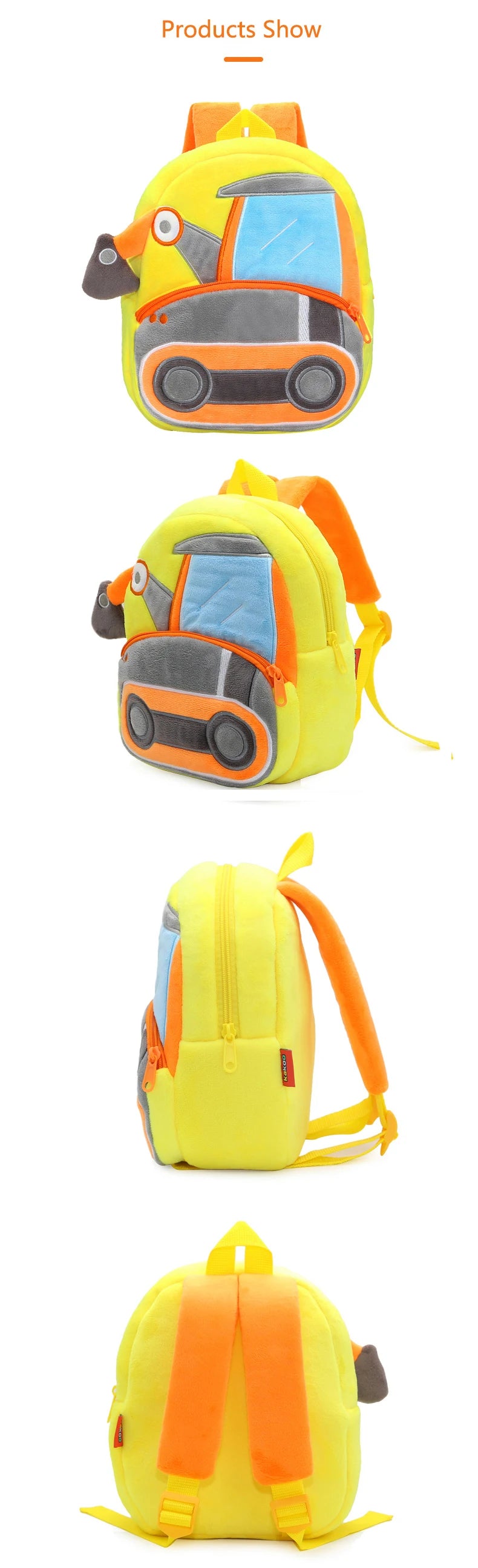 Plush Excavator Kids Backpack For Small School Bags - Smarsty
