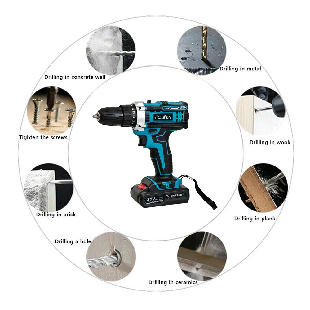 Multifunctional 21V rechargeable impact drill lithium battery cross-border flashlight gun drill electric screwdriver electric dr