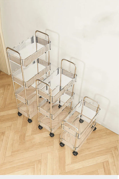 Mobile Shelf with Wheel Multi-Layers Storage Rack Home Trolley for Snacks Cosmetic Sundries Organizer 2/3/4 Tiers Rolling Cart