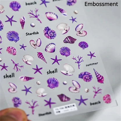 Summer Beach Nail Art Stickers with Ocean Designs - Smarsty