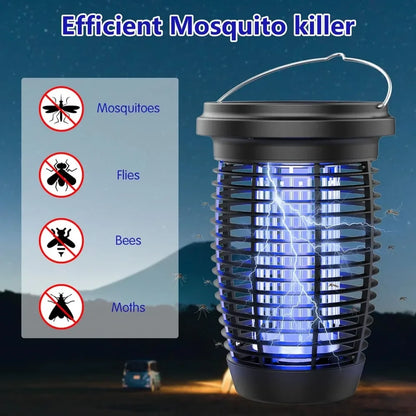 Solar Bug Zapper 2-in-1 Mosquito Killer Lamp Indoor 4500V Fly Zapper Outdoor Solar Powered with Rechargeable Insect Fly Trap