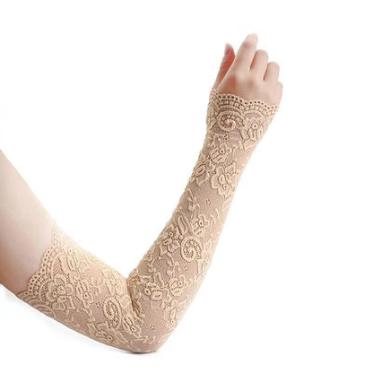 Women Lace Sunscreen Arm Sleeves UV Protection Gloves - Smarsty