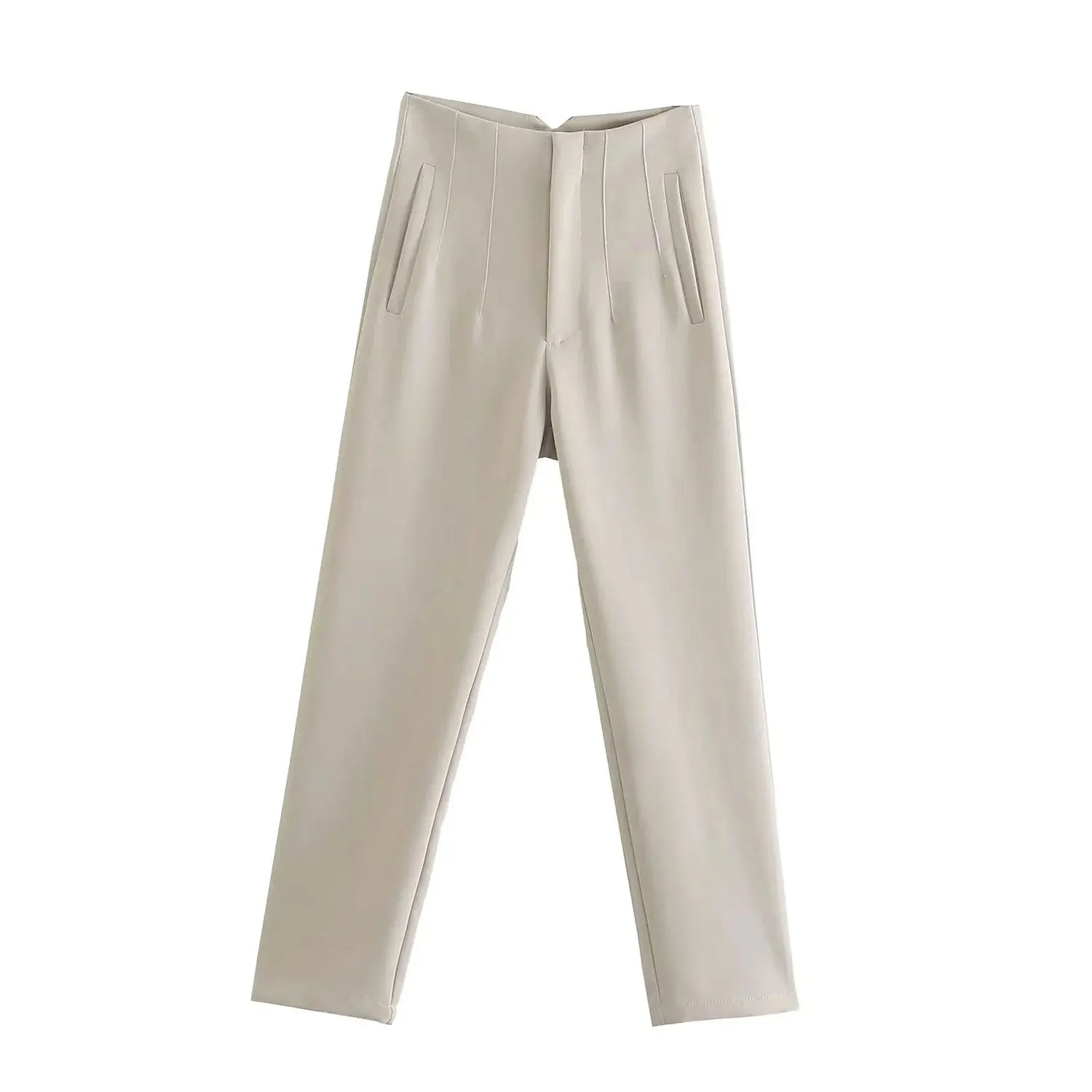 TRAFZA Women Elegant Solid Pencil Pants High Waist Pant For Women Casual Streetwear Woman Trousers Office Wear Chic Pant - Smarsty