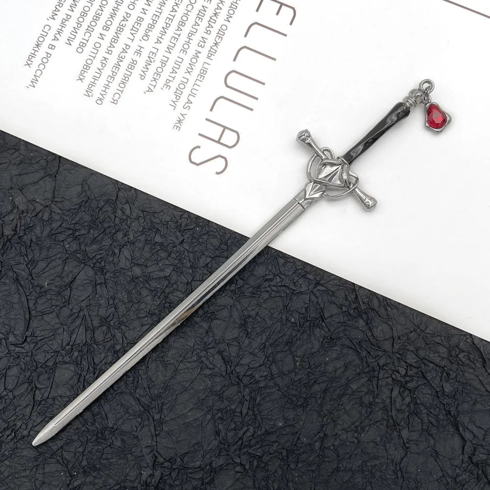 Chinese Style Sword Hairpin for Women with Ruby Accent - Smarsty
