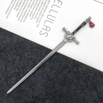 Chinese Style Sword Hairpin for Women with Ruby Accent - Smarsty