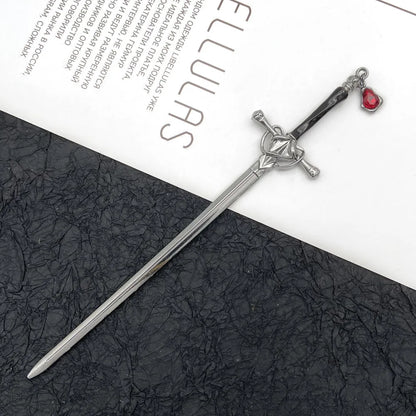 Chinese Style Sword Hairpin for Women with Ruby Accent - Smarsty