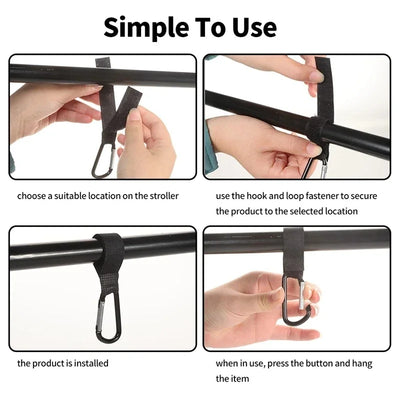 2/3/5pcs Baby Stroller Hook Clip Aluminum Alloy Carabiner Cart Organizer Diaper Bag Pram Hook Hanger Stroller Accessories by Smarsty