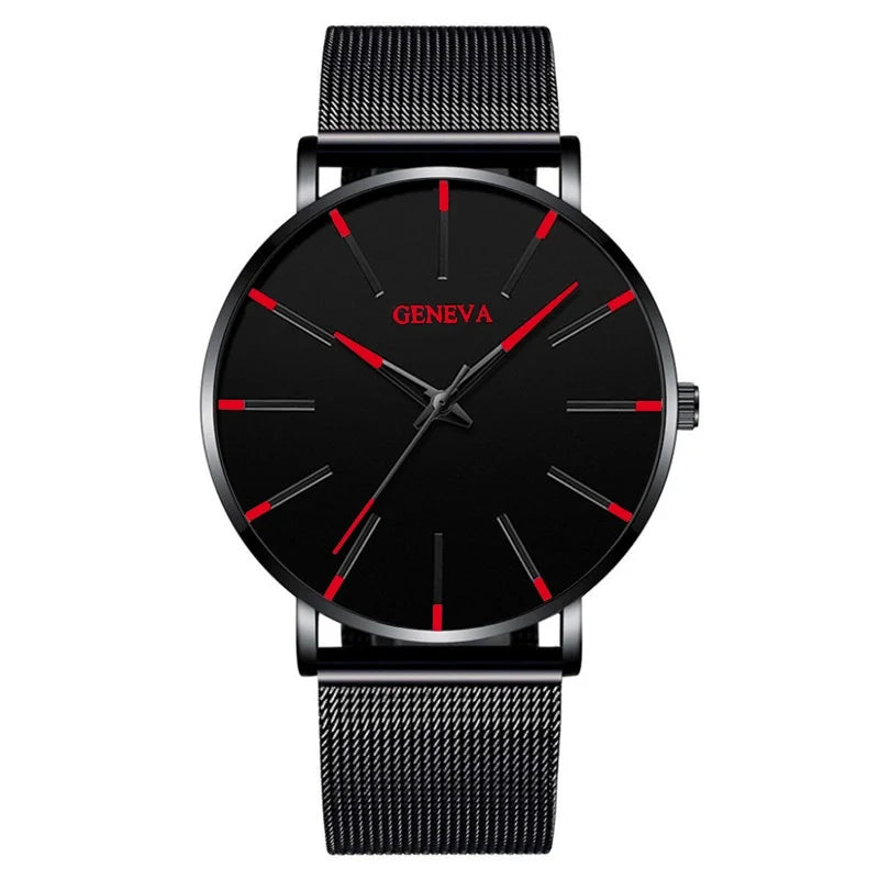 Ultra Thin Men's Quartz Watch with Steel Mesh Band - Smarsty