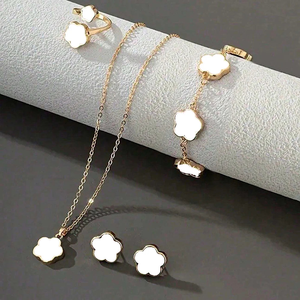 Lucky Five-Petal Flower Jewelry Set for Women - Smarsty