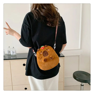Capybara Plush Cartoon Shoulder Bag Large Capacity Unisex - Smarsty