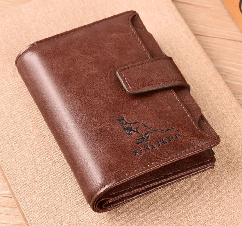 Leather Men's Wallet Luxury Short RFID Card Holder for Men Zipper Coin Purse Portable Male Wallets Billfold - Smarsty