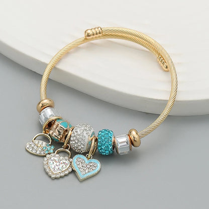 Fashion Stainless Steel Beaded Love Bracelet for Women - Smarsty