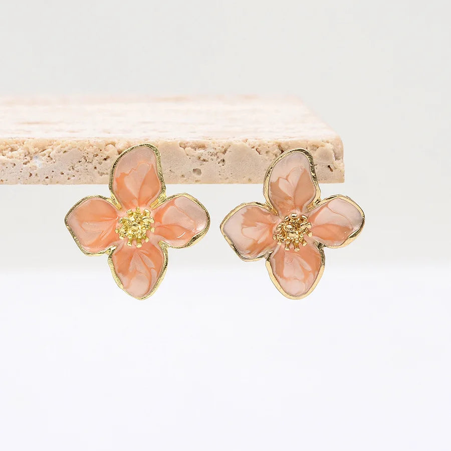 Vintage Sweet Flower Stud Earrings For Women Bridal - Smarsty