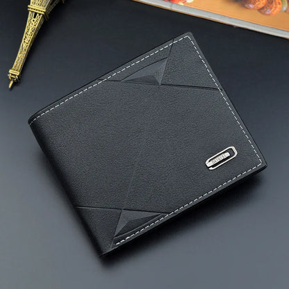 Men Short Bifold Faux Leather Masculina Billetera Credit ID Card Holder Wallet Billfold Purse Clutch Solid Hombre Business Slim - Smarsty