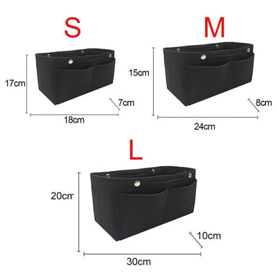 Women's Organizer Handbag Felt Travel Bag Insert Liner Purse Organiser Pouch - Smarsty