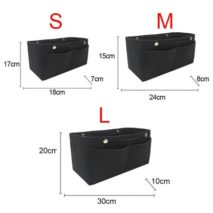 Women's Organizer Handbag Felt Travel Bag Insert Liner Purse Organiser Pouch