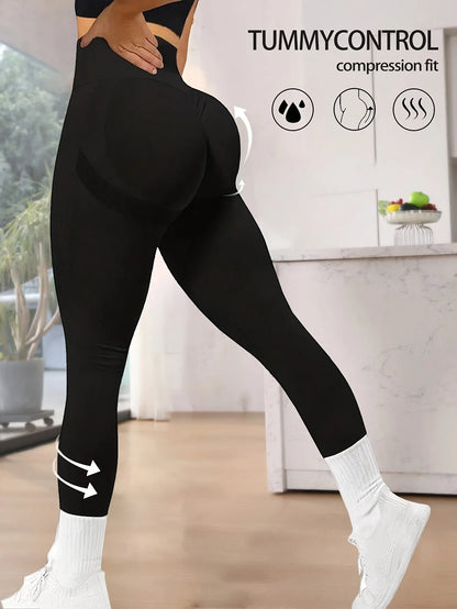 CZGUKE Women's seamless gym yoga pants high waist peach hip solid color tight fitting sports pants yoga cycling sports pants - Smarsty