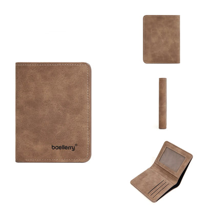 Thin Sanded Leather Multi-Card Driver's License Card Holder Simple Casual New Business Multi-Function Bifold Men's Short Wallet - Smarsty