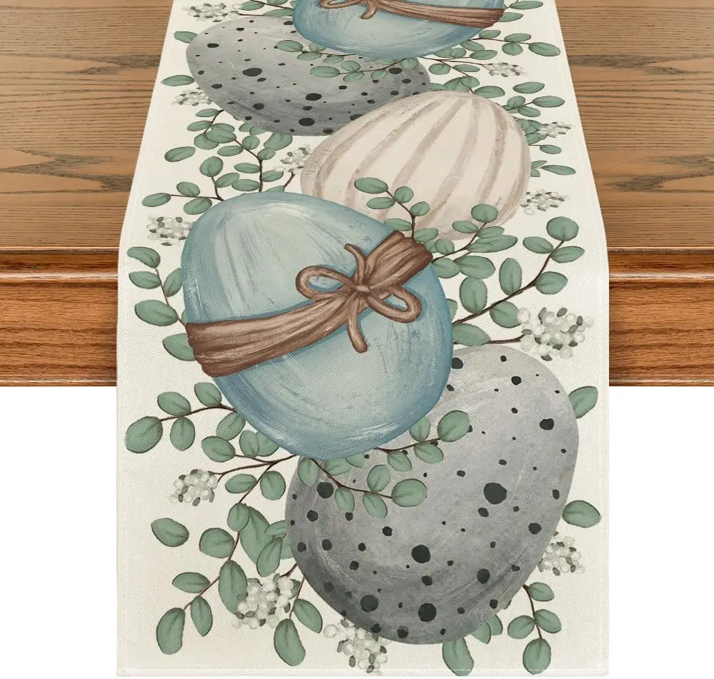 Eucalyptus Linen Table Runner for Spring Decor - Smarsty