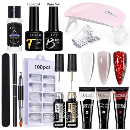 LILYCUTE Nail Gel Set with 6W LED Lamp for Quick Manicure - Smarsty