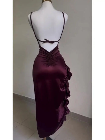 2024 Europe and the United States explosive new cross-border dress summer senior sense Y2K sexy halter Spice Girl dress - Smarsty
