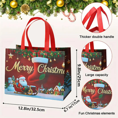 1-16PCS Large Christmas Gift Bags, Christmas Tote Bags with Handles(32.5x25*17cm), Multifunctional Christmas Bags for Gifts