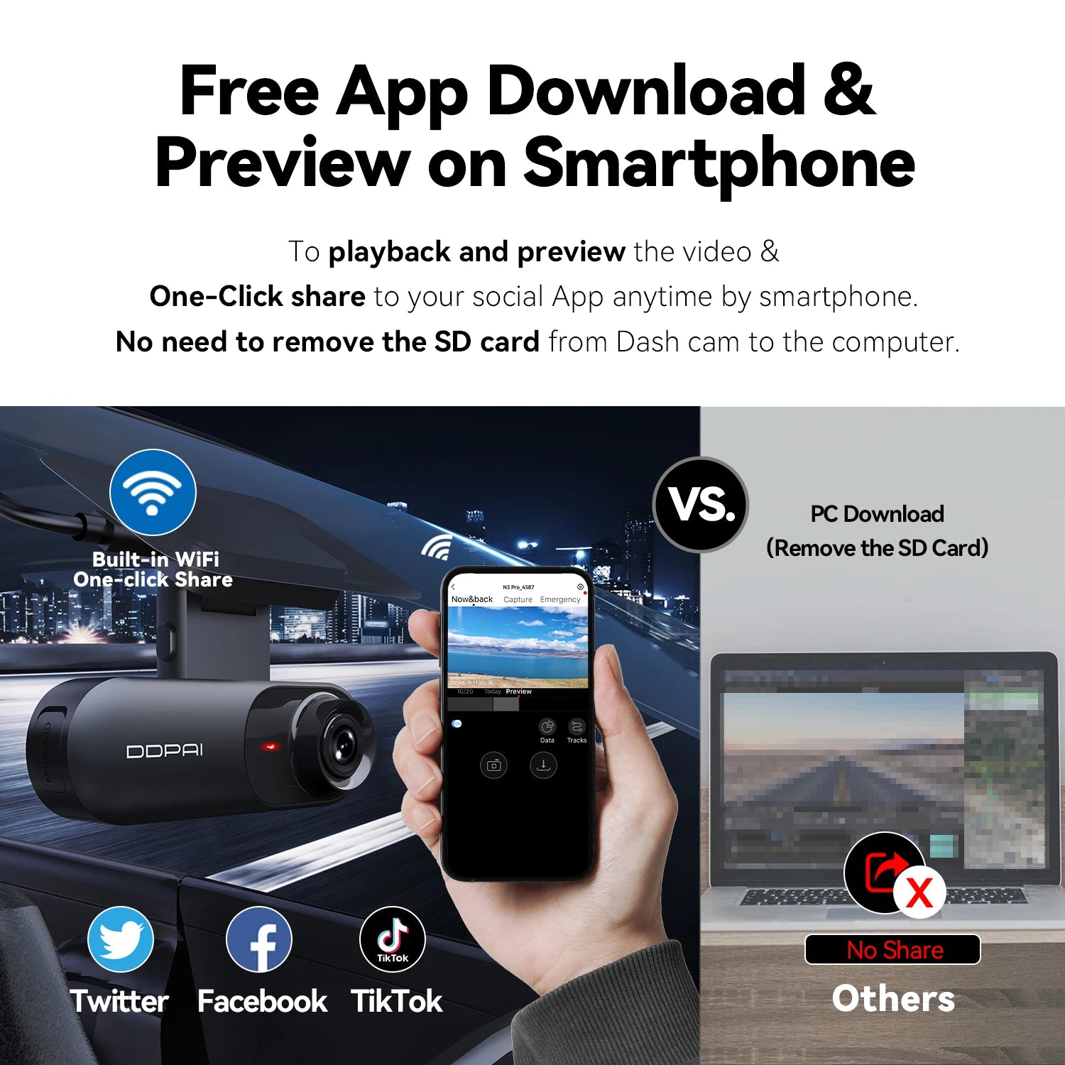 2.5K Dash Camera With WiFi Smart Connect And Recording - Smarsty