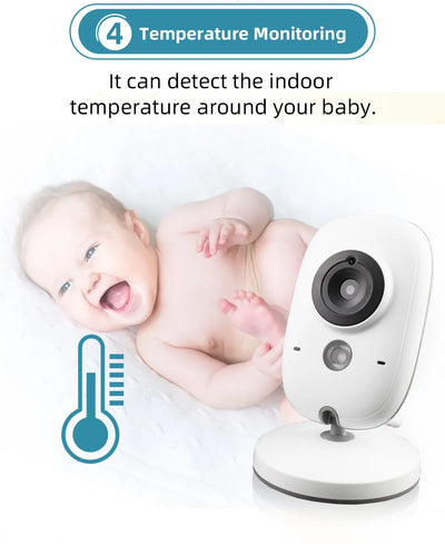 TakTark 3.2 Inch Wireless Video Baby Monitor With Lullabies Auto Night Vision Two Way Intercom Temperature Monitoring Babysitter by Smarsty