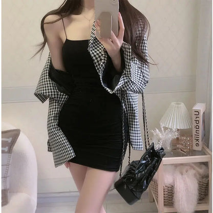Elegant Solid Sling Sleeveless Type A Sheath Mini Short Dresses Summer New Sexy Slim Slimming Arm Covering Dresses - Smarsty