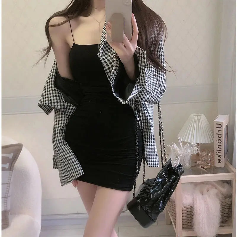 Elegant Solid Sling Sleeveless Type A Sheath Mini Short Dresses Summer New Sexy Slim Slimming Arm Covering Dresses - Smarsty