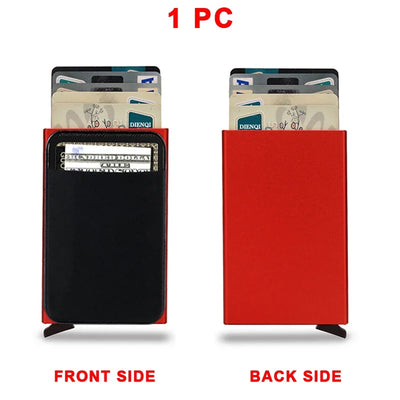 Rfid Smart Credit Card Holder Wallets Metal Slim Pop Up Minimalist Men Wallets Black Male Purse Money Bags Carteira Masculina - Smarsty