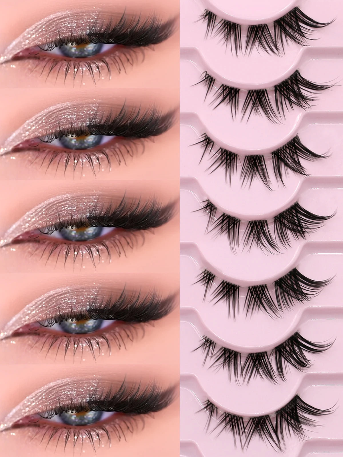 GROINNEYA Soft Natural Cat Eye Faux Mink Lashes - Smarsty