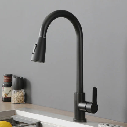 Stainless Steel Pull-Out Kitchen Faucet with Hot and Cold Water - Smarsty