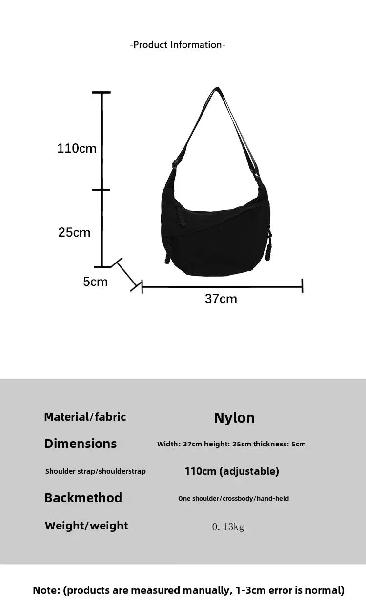 Minimalist Nylon Shoulder Bag With Multifunctional Storage - Smarsty