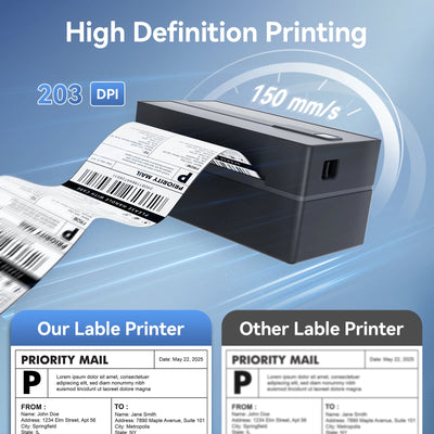 Thermal Label Printer Portable No Ink Required 203DPI 4x6 for Small Business Bluetooth USB High Speed Express Airway Bill - Smarsty