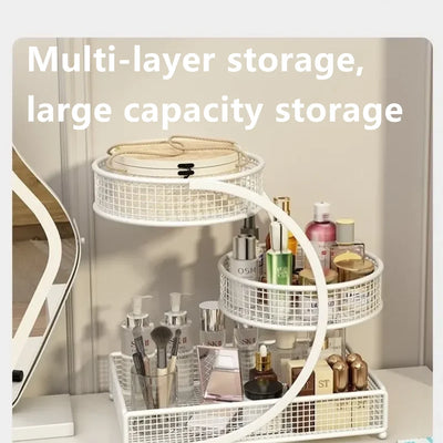 1pc Metal Makeup Storage Rack Cosmetic Organizer Dresser Multi-layer Skincare Organizing Box Lightweight No-Installation Home - Smarsty