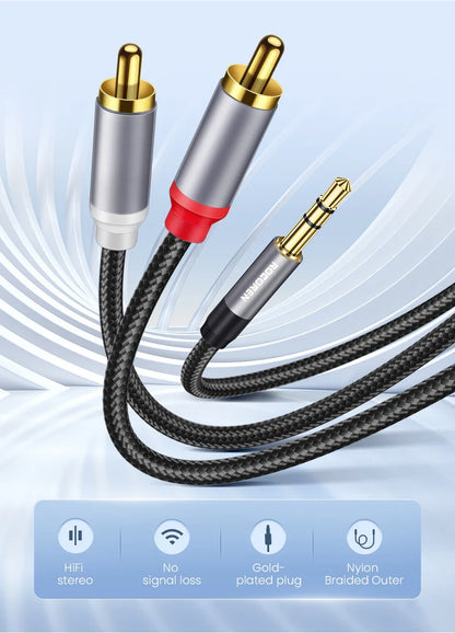 3.5mm to 2 RCA Audio Splitter Cable for Clear Sound - Smarsty