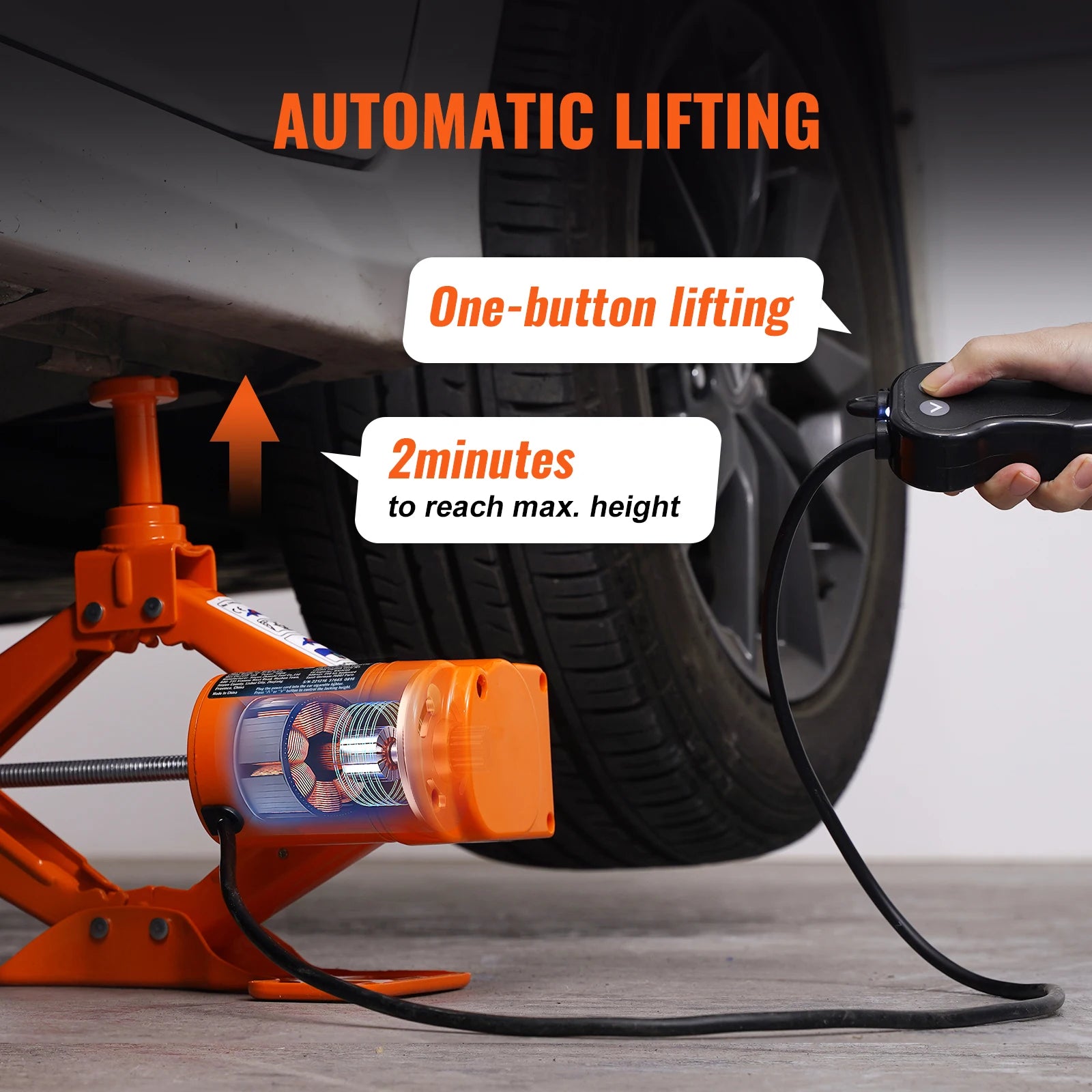 SucceBuy Electric Car Jack 3T Scissor Jack with Electric Impact Wrench 12V Car Jack with Double Saddle for SUV Truck Tire Change