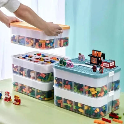 1/2/3 Layers Kids Building Block Storage Box Adjustable Sundries Container Classified Small Storage Container Toy Organizer Box - Smarsty